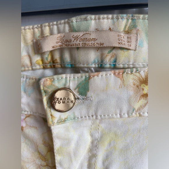 Zara Woman Slim Fit Floral Jeans Size US 6 Eur 38 - Picture 9 of 10